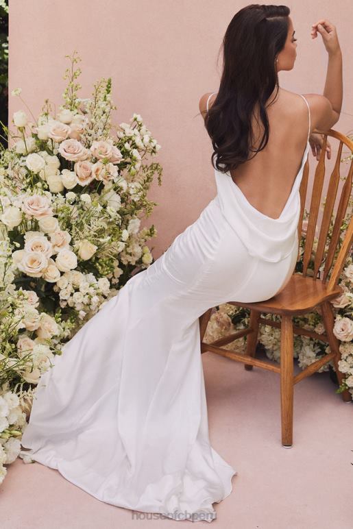 House of CB Vestido de novia con espalda drapeada en color marfil Aurelie - edición limitada bodas SDBN01158