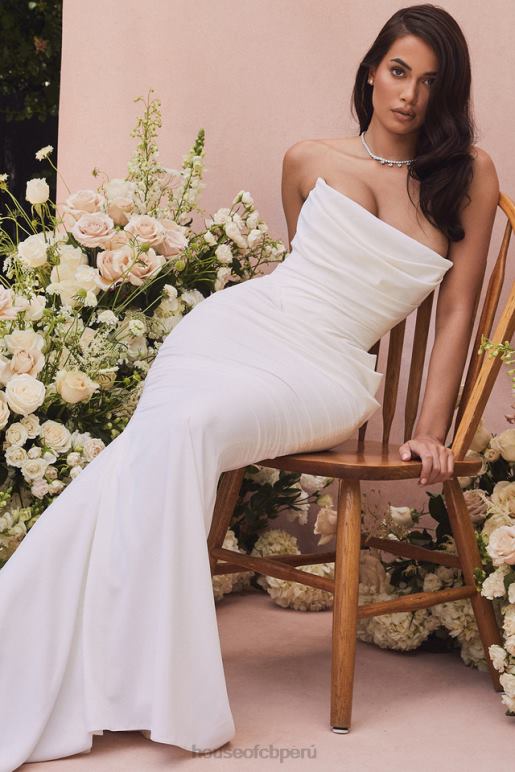 House of CB Vestido de novia drapeado sin tirantes en color marfil de Esmee - edición limitada bodas SDBN01155