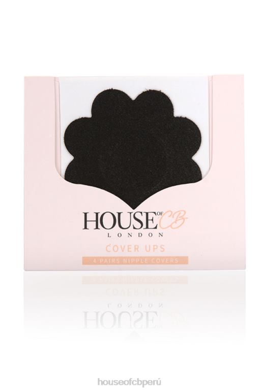 House of CB juego de 4 cubre pezones con forma de flor negra ropa SDBN01321