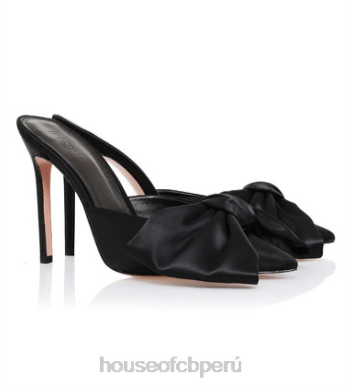 House of CB Mules beaubelle negros extragrandes con lazo zapatos SDBN01103